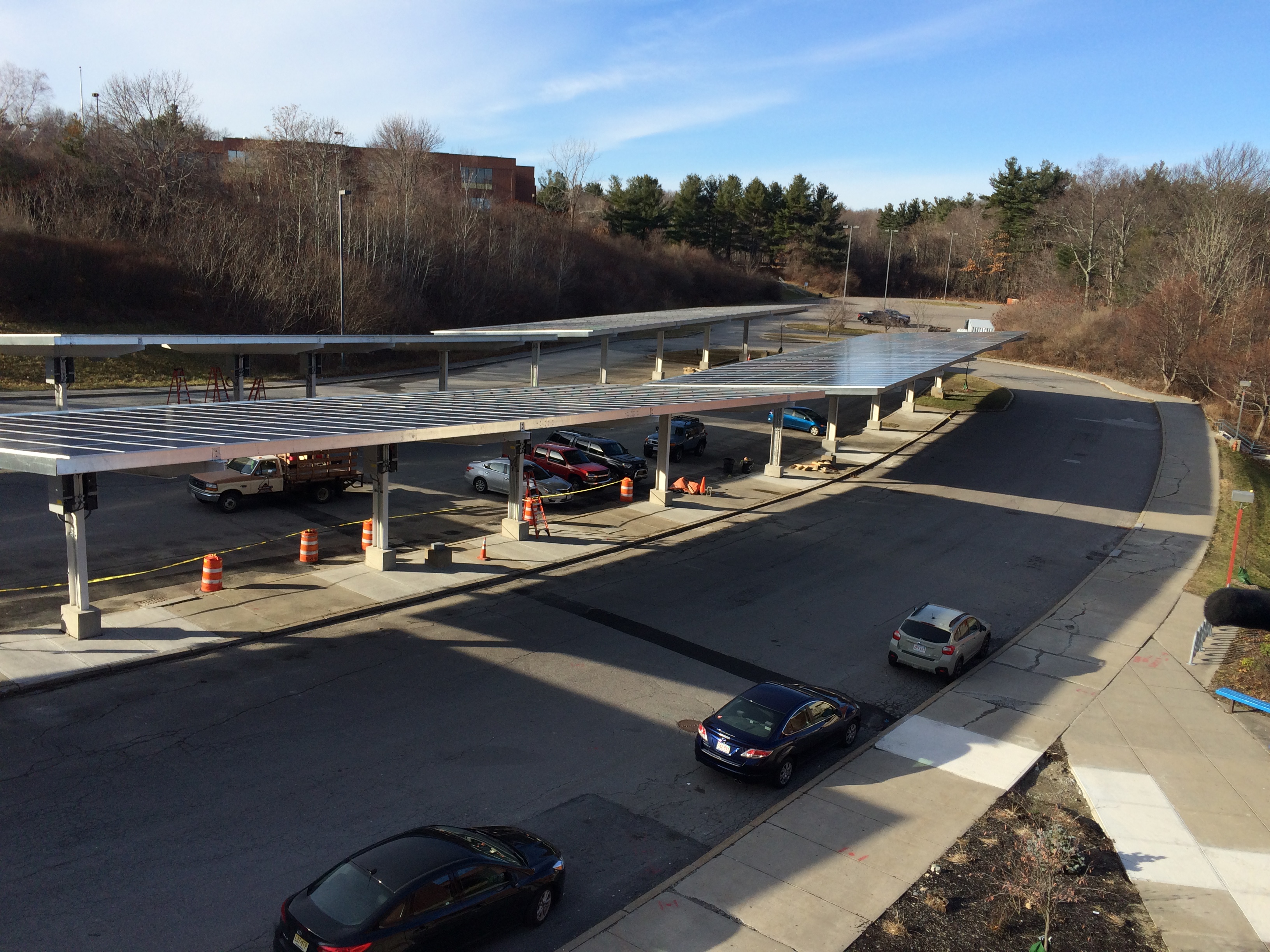 Installation of the Parking Canopy Solar PV System - Sullivan Middle School, Worcester, MA - winter 2015-2016