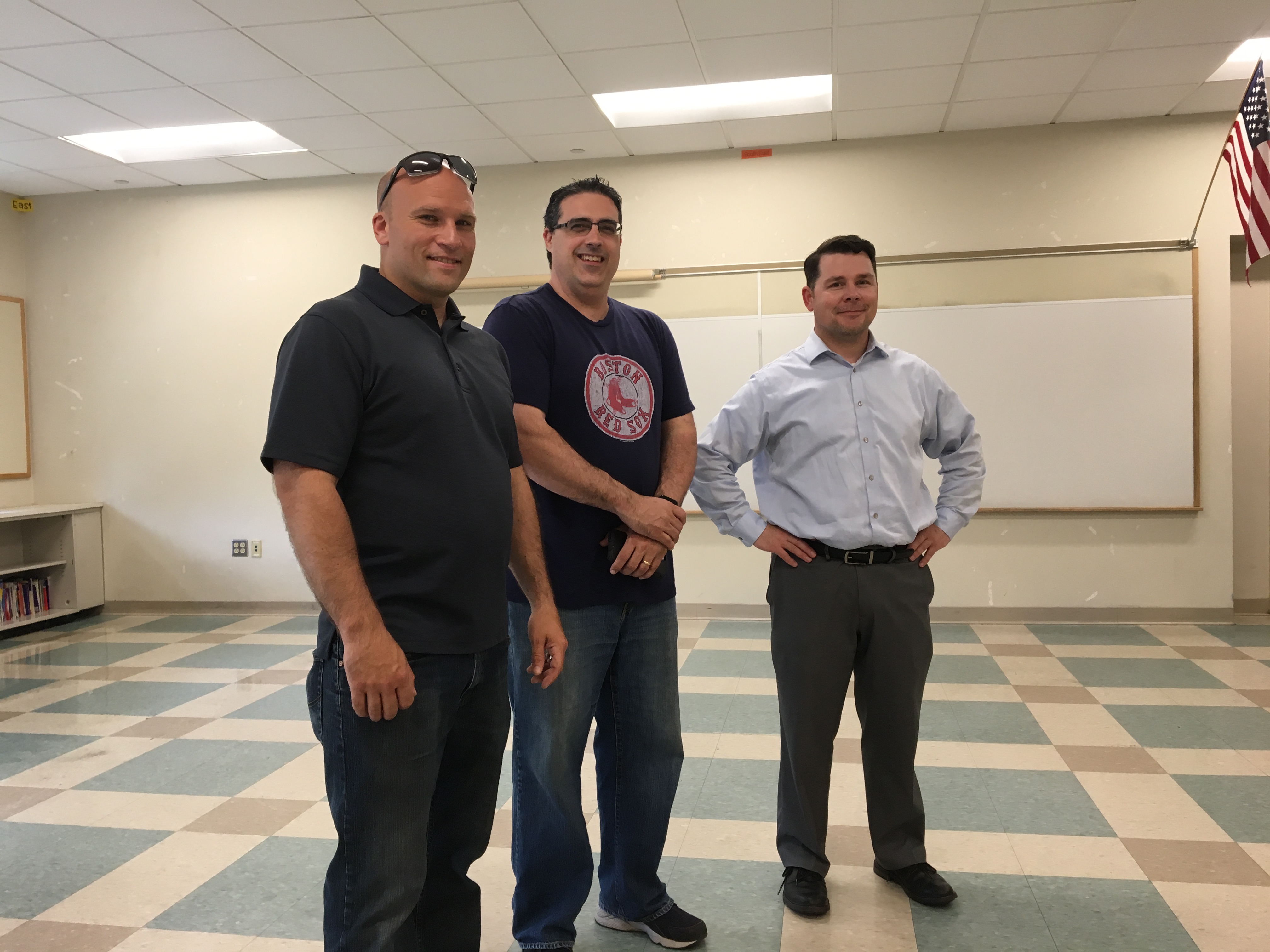 Part of the project team (left to right): Sean Callahan from Ion Lighting Distribution, Mike Menard of Zap Electric, and Matthew Urban, Project Manager, City of Worcester.